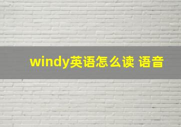 windy英语怎么读 语音